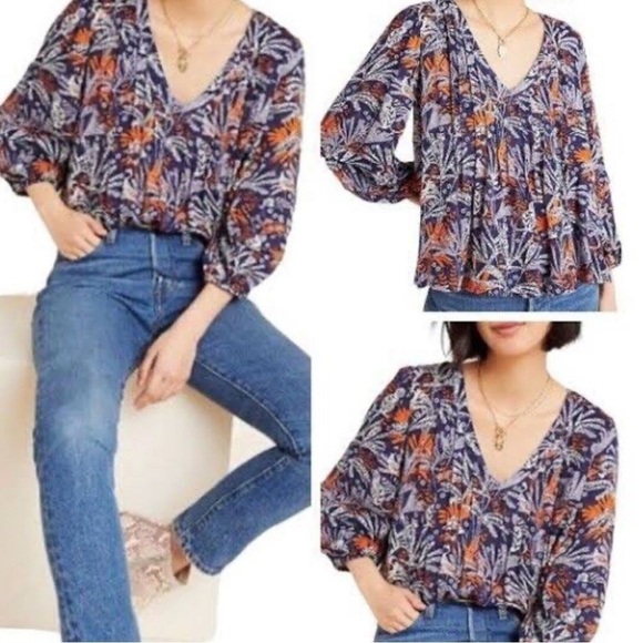 Maeve By Anthropologie Cathy Blouse Jungle Animals size small - Picture 13 of 13